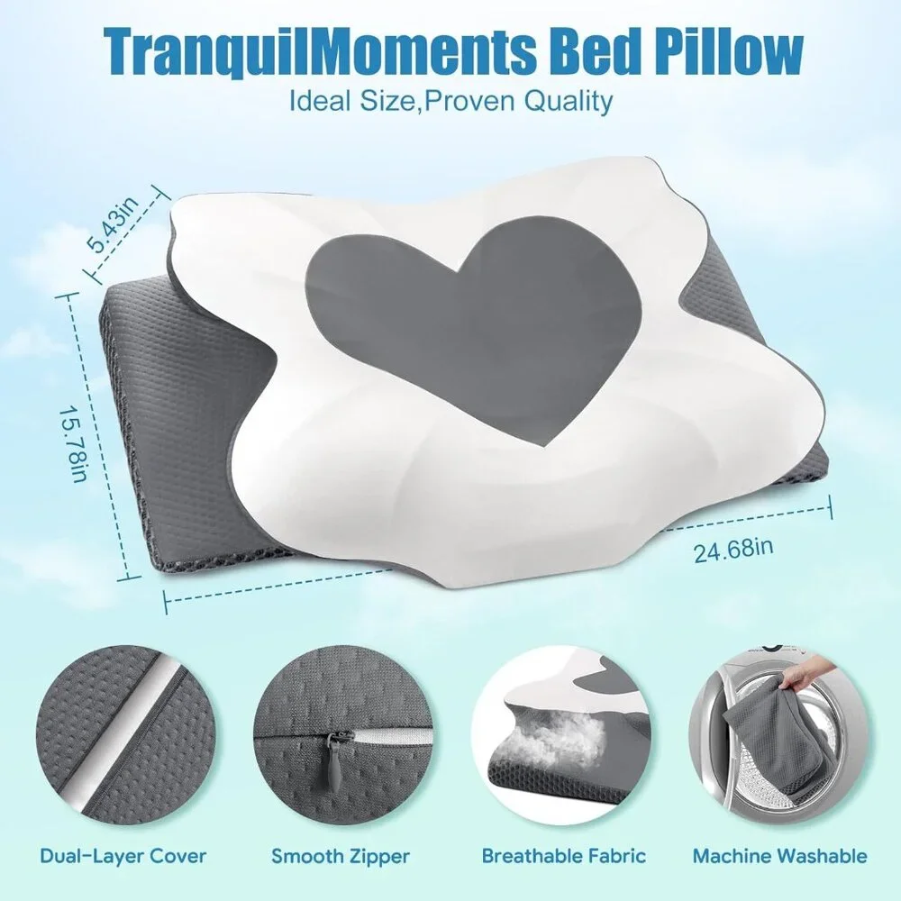 Cervical Neck Pillow Memory Foam Ergonomic Contour Queen Size NEW